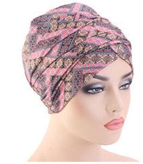 Cotton stretchable material design tube head wrap head tie turban pink