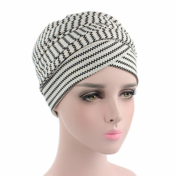 Cotton stretchable material design tube head wrap head tie turban white black