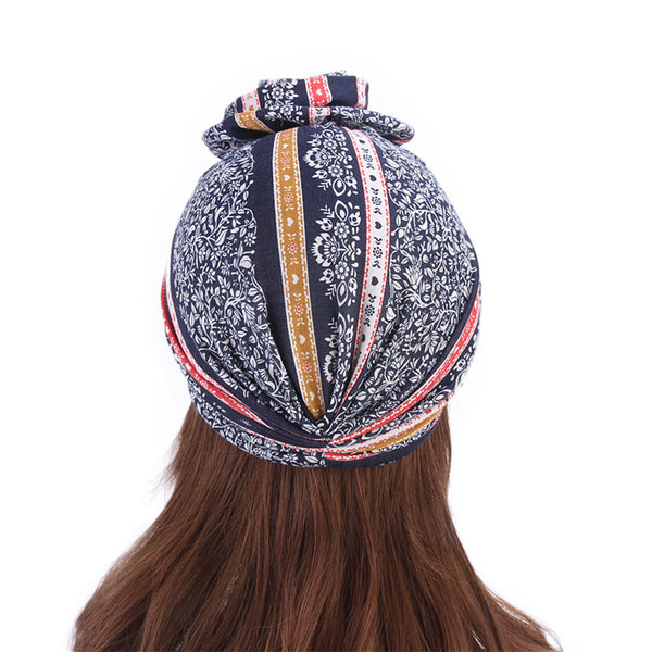 stretchable soft cotton easy to wear flower style design back of head cap scarf  
