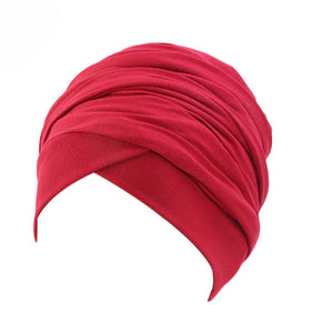 Cotton stretchable material plain color tube head wrap head tie turban red
