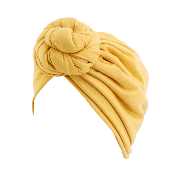 Cotton stretchable stylish one size fits adjustable pre-knotted adult head cap 