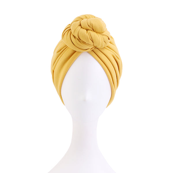 Cotton stretchable stylish one size fits adjustable pre-knotted adult head cap 