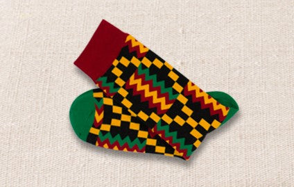 Unisex male female colorful cotton lycra good quality fabric red green yellow black zigzag design socks